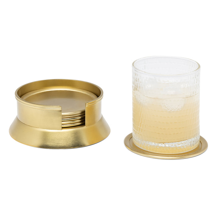 Mancini Gold Matte Brass Coasters Set/4