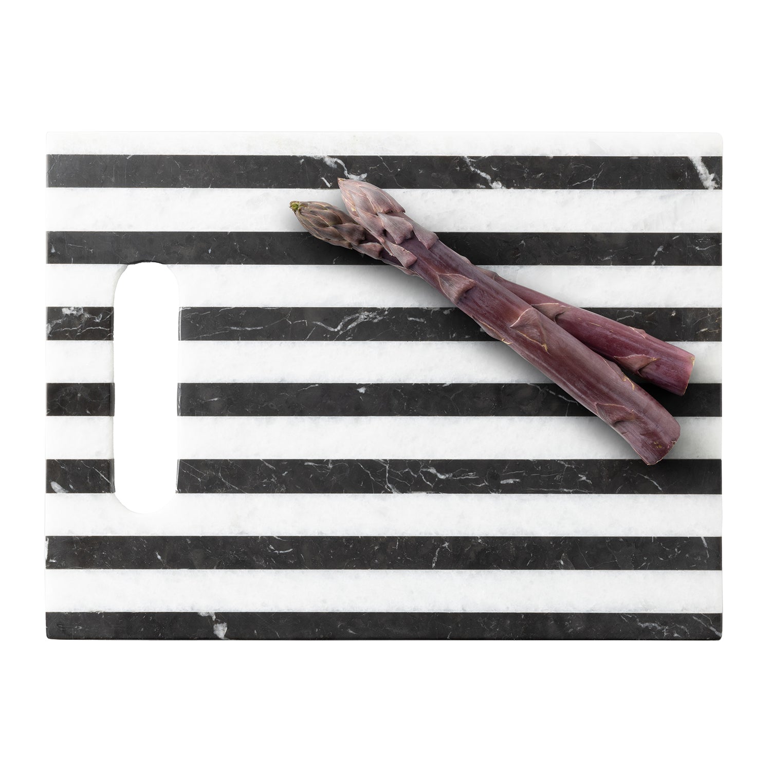 Marceau Black/White Marble Striped Large Cutting Board - Thumbnail 3