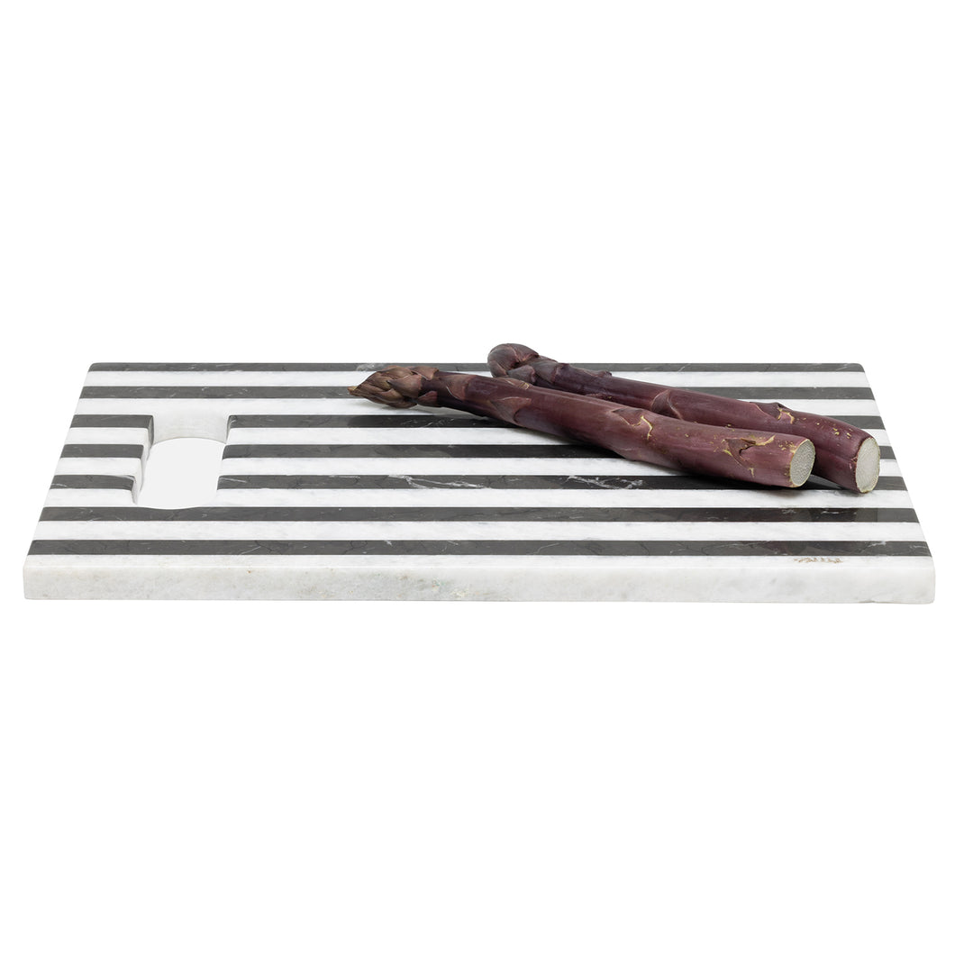 Marceau Black/White Marble Striped Large Cutting Board 16"
