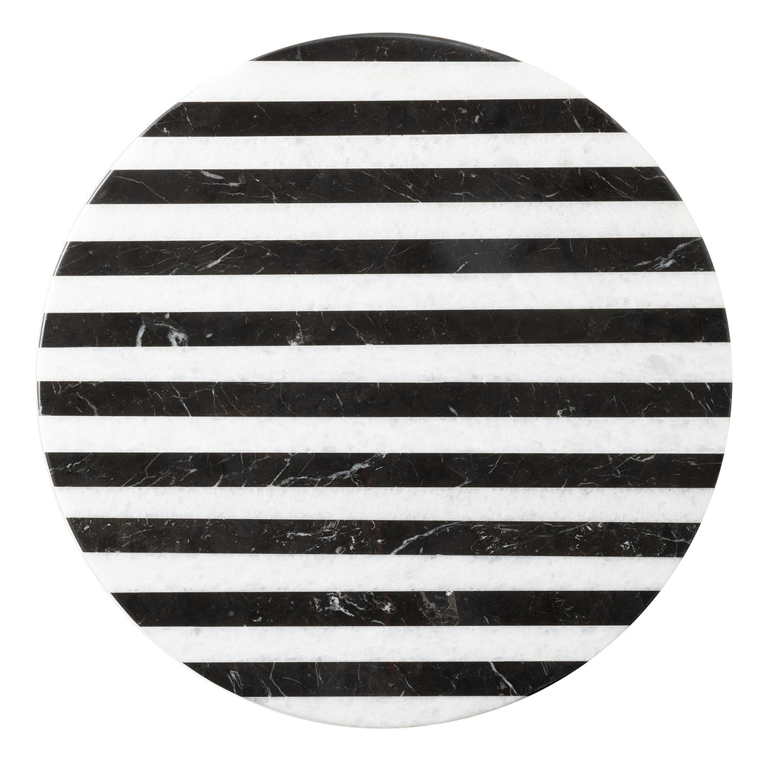 Marceau Black/White Striped Small Lazy Susan 16"