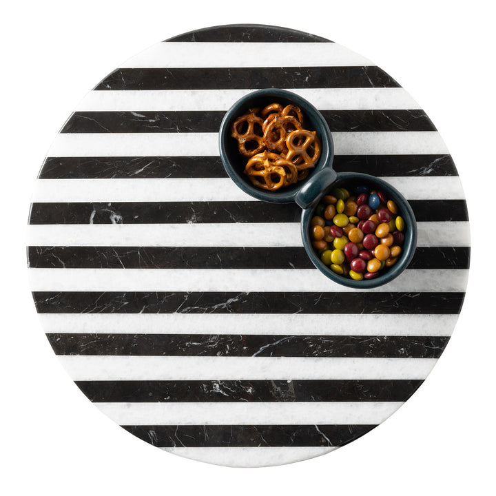 Marceau Black/White Striped Small Lazy Susan 16"