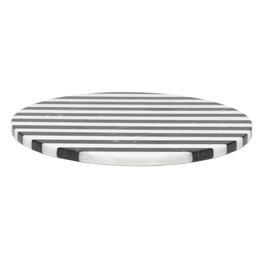 Marceau Black/White Striped Small Lazy Susan 16"