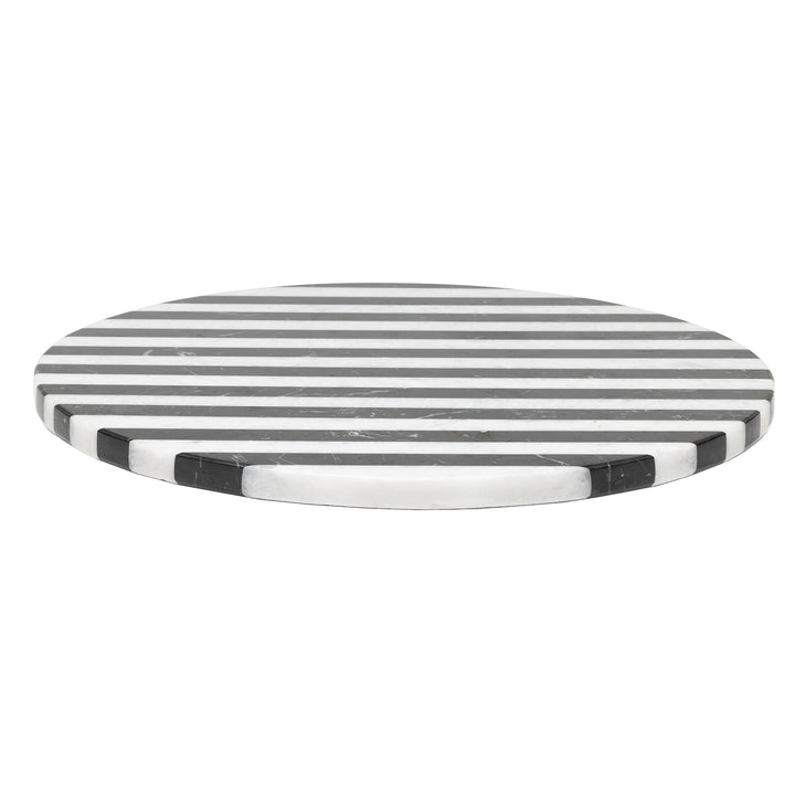 Marceau Black/White Striped Small Lazy Susan 16"