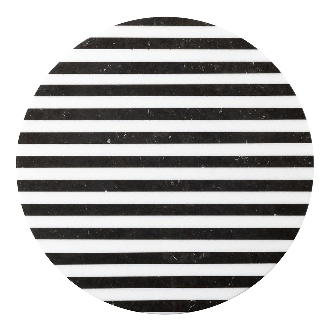 Marceau Black/White Striped Large Lazy Susan 20"