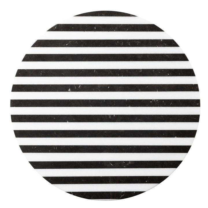 Marceau Black/White Striped Large Lazy Susan 20"