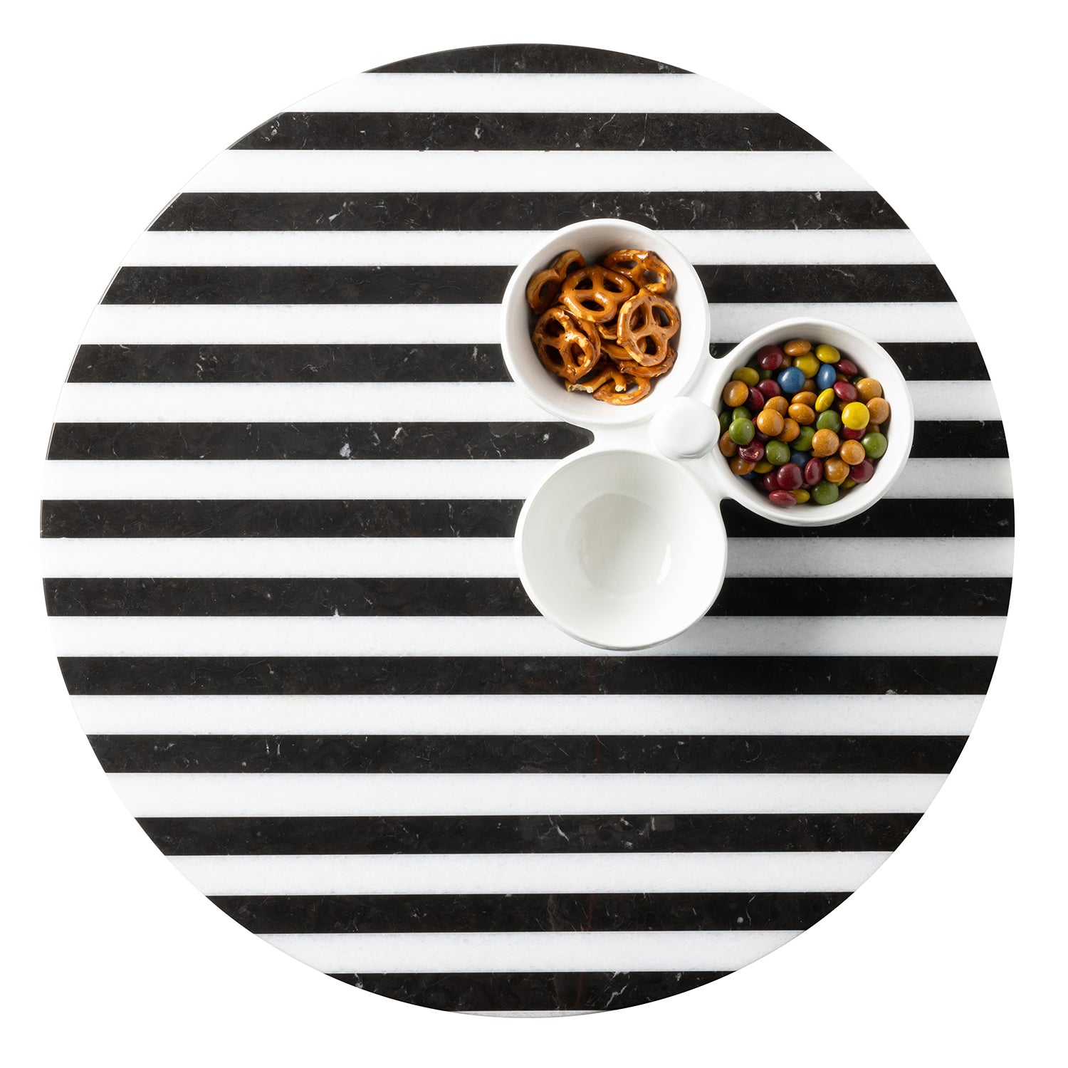 Marceau Black/White Striped Large Lazy Susan 20" - Thumbnail 2