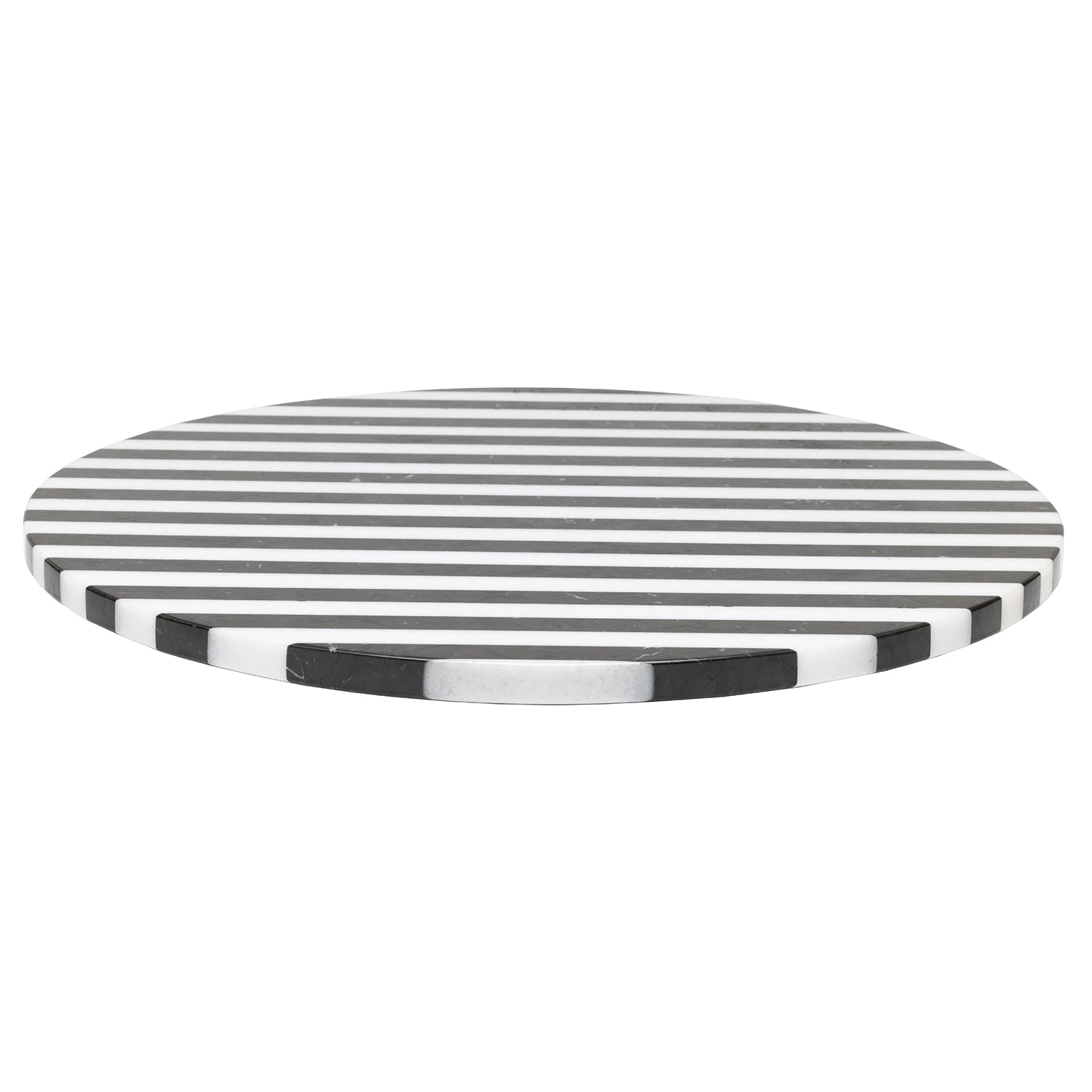 Marceau Black/White Striped Large Lazy Susan 20" - Thumbnail 4