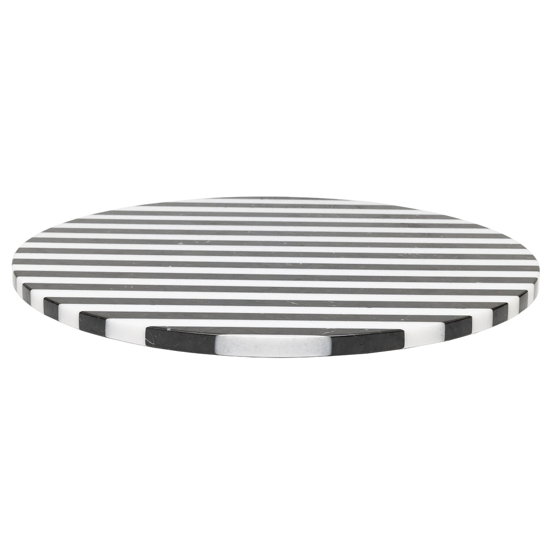 Marceau Black/White Striped Large Lazy Susan 20"