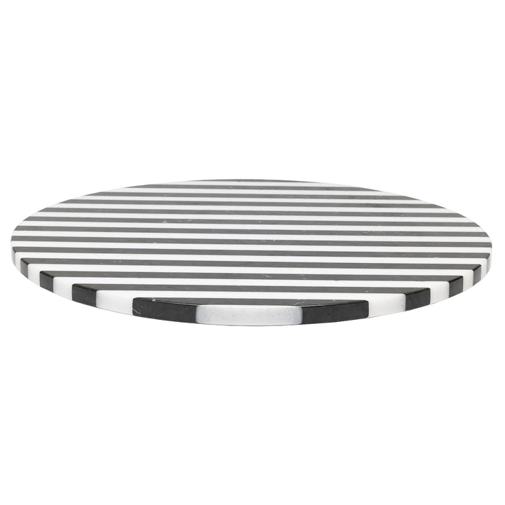 Marceau Black/White Striped Large Lazy Susan 20"