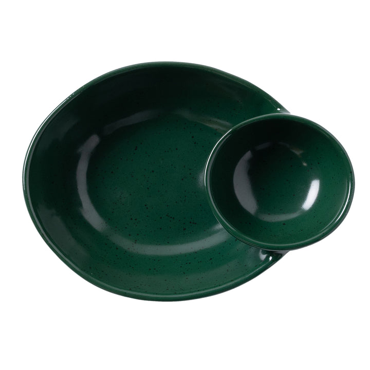 Marcus Dark Green Salt Glaze Olive Bowl Set/2
