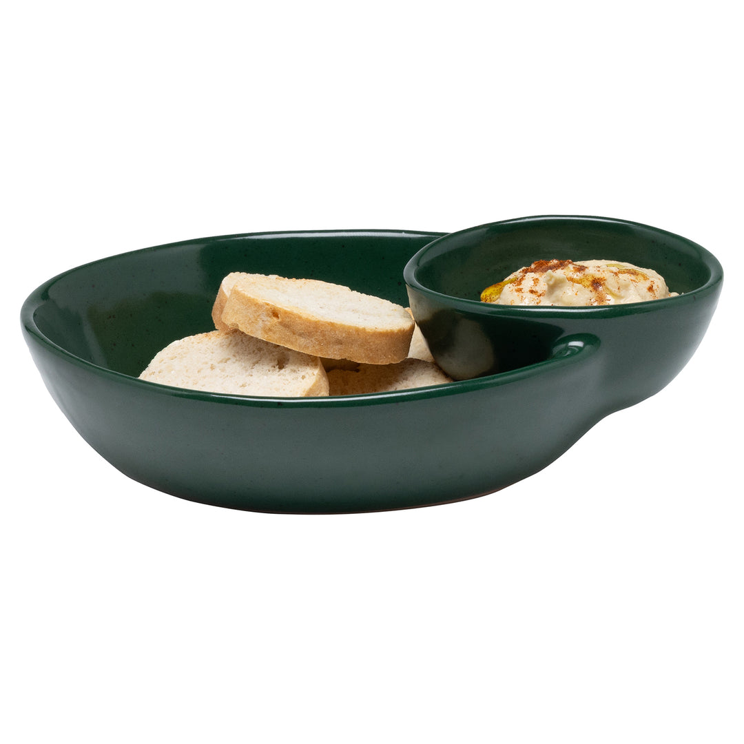 Marcus Dark Green Salt Glaze Olive Bowl Set/2
