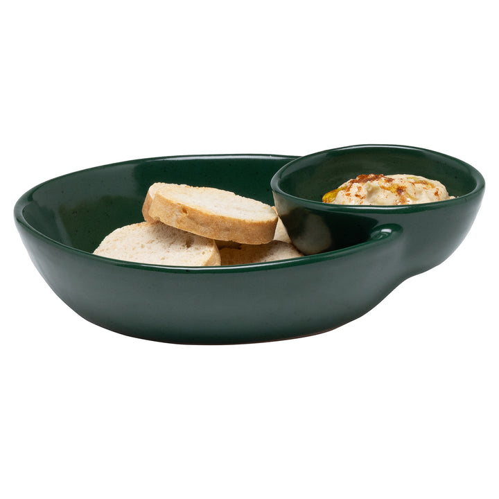 Marcus Dark Green Salt Glaze Olive Bowl Set/2