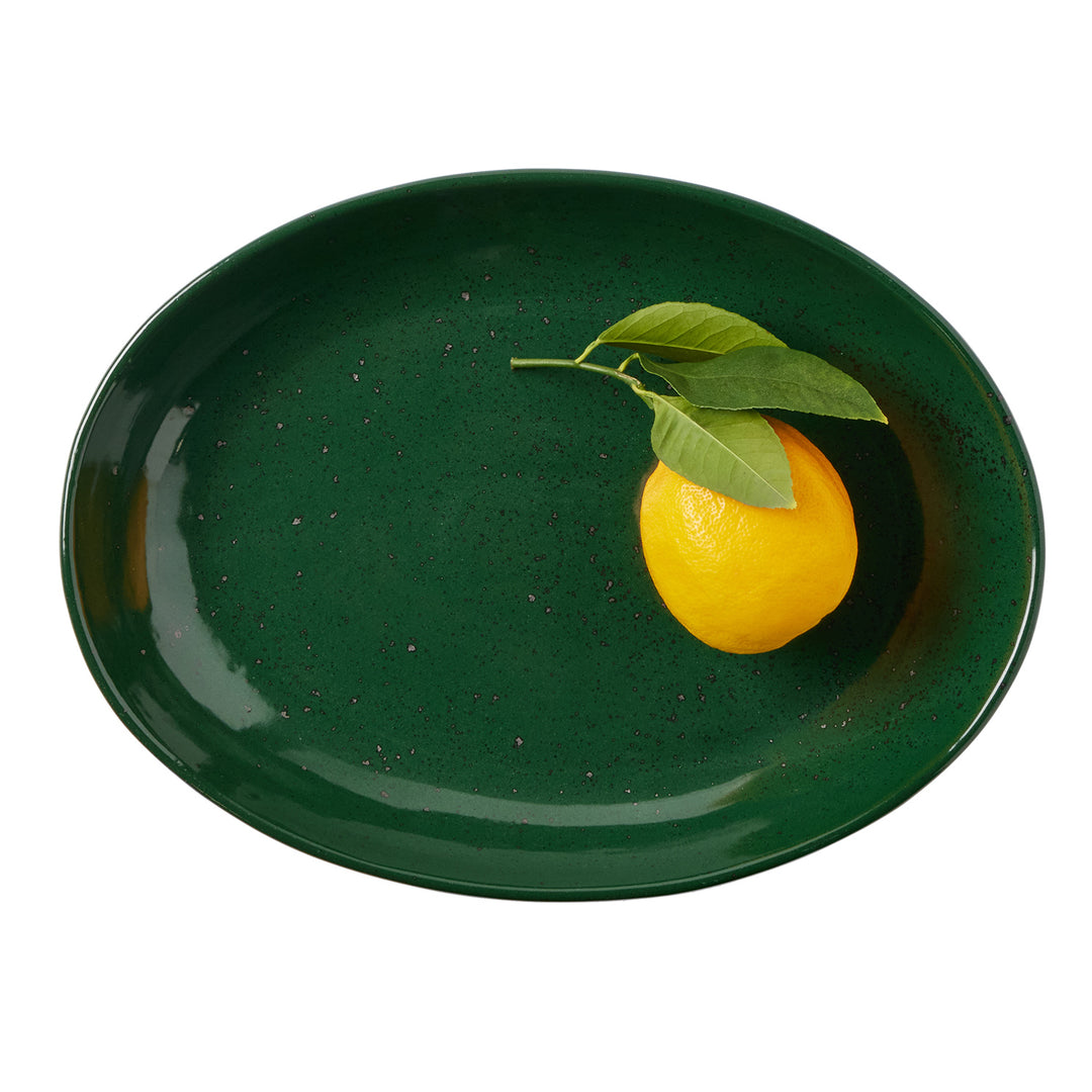 Marcus Dark Green Salt Glaze Oval Small Serving Platter Set/2