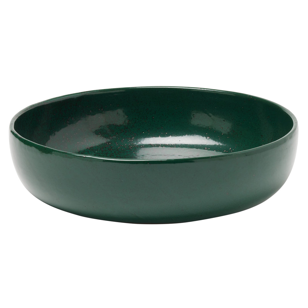 Marcus Dark Green Salt Glaze Large Round Serving Bowl Set/2