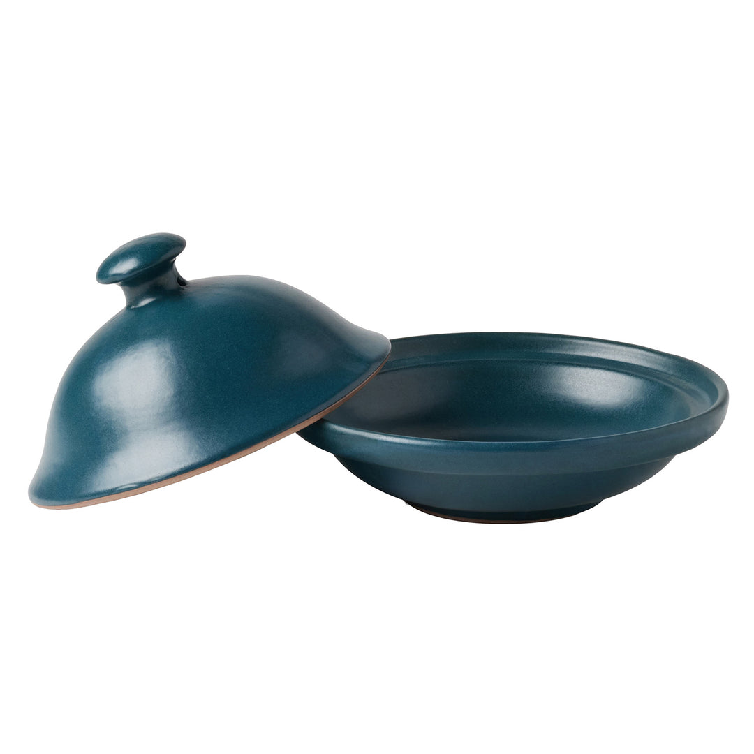 Marcus Midnight Teal Cloche Small Serving Platter Set/2