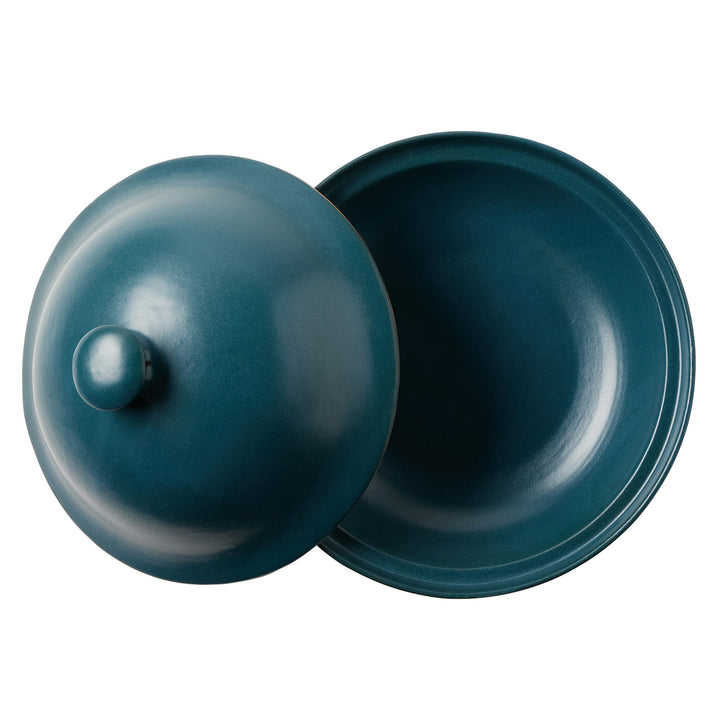 Marcus Midnight Teal Cloche Small Serving Platter Set/2