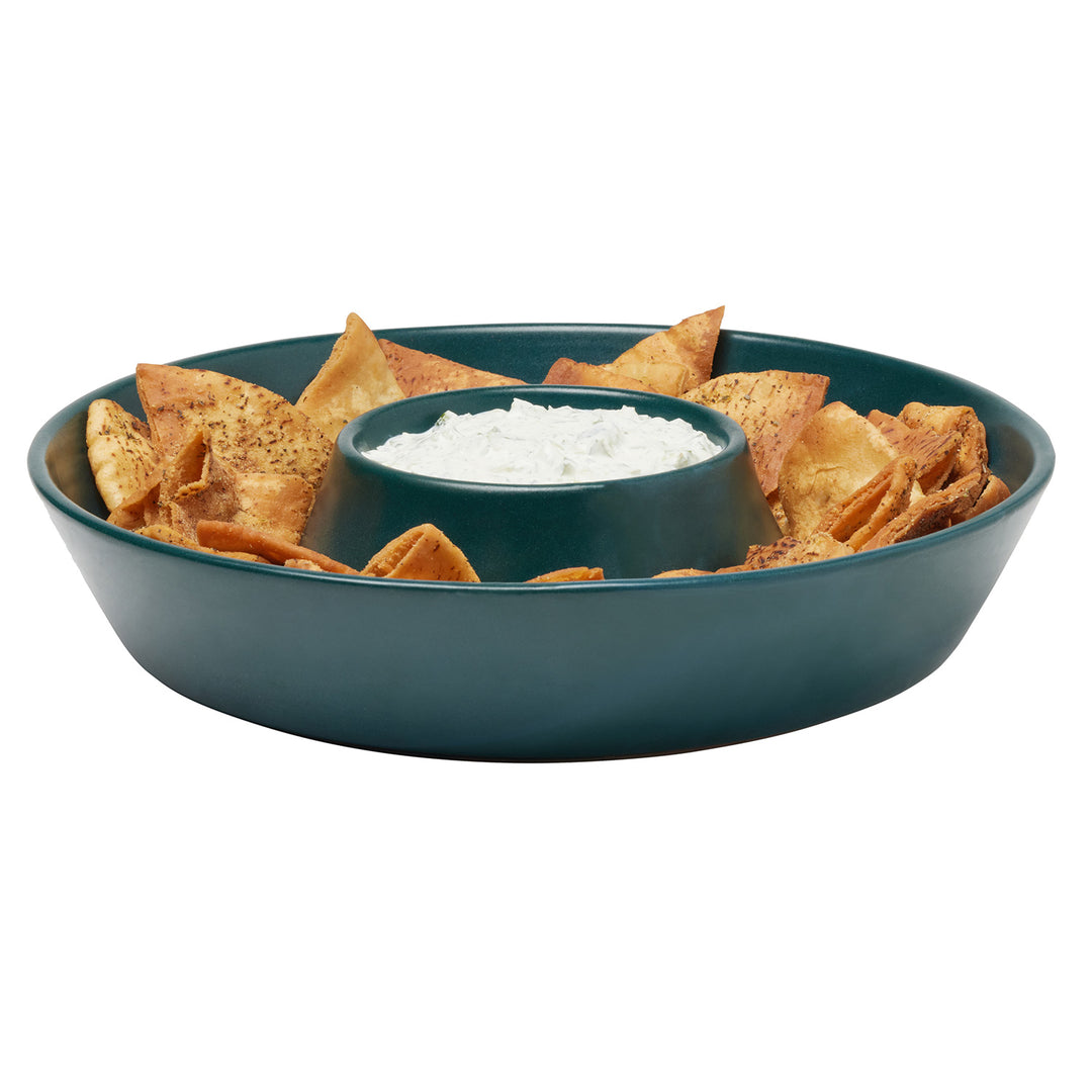 Marcus Midnight Teal Chip and Dip Bowl