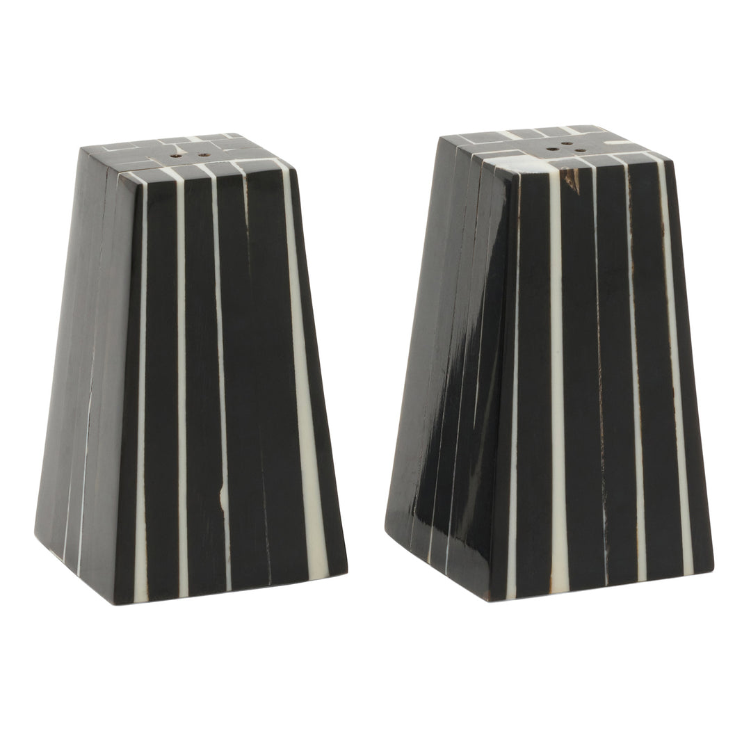 Marzia Black/White Striped Salt And Pepper Shakers