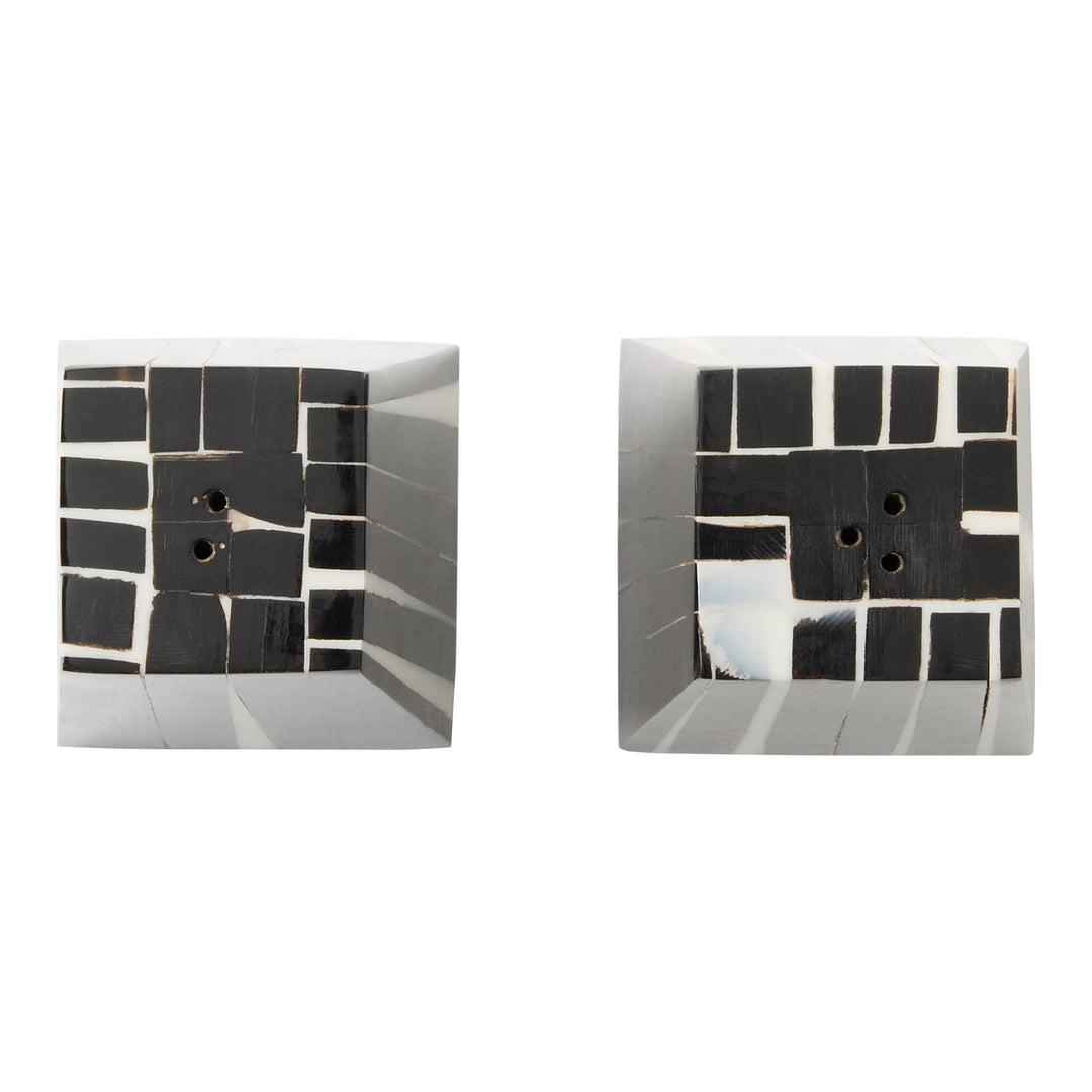 Marzia Black/White Striped Salt And Pepper Shakers