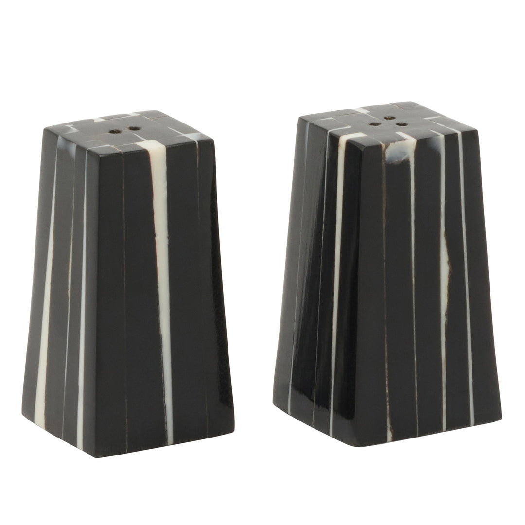 Marzia Black/White Striped Mini Salt And Pepper Shakers