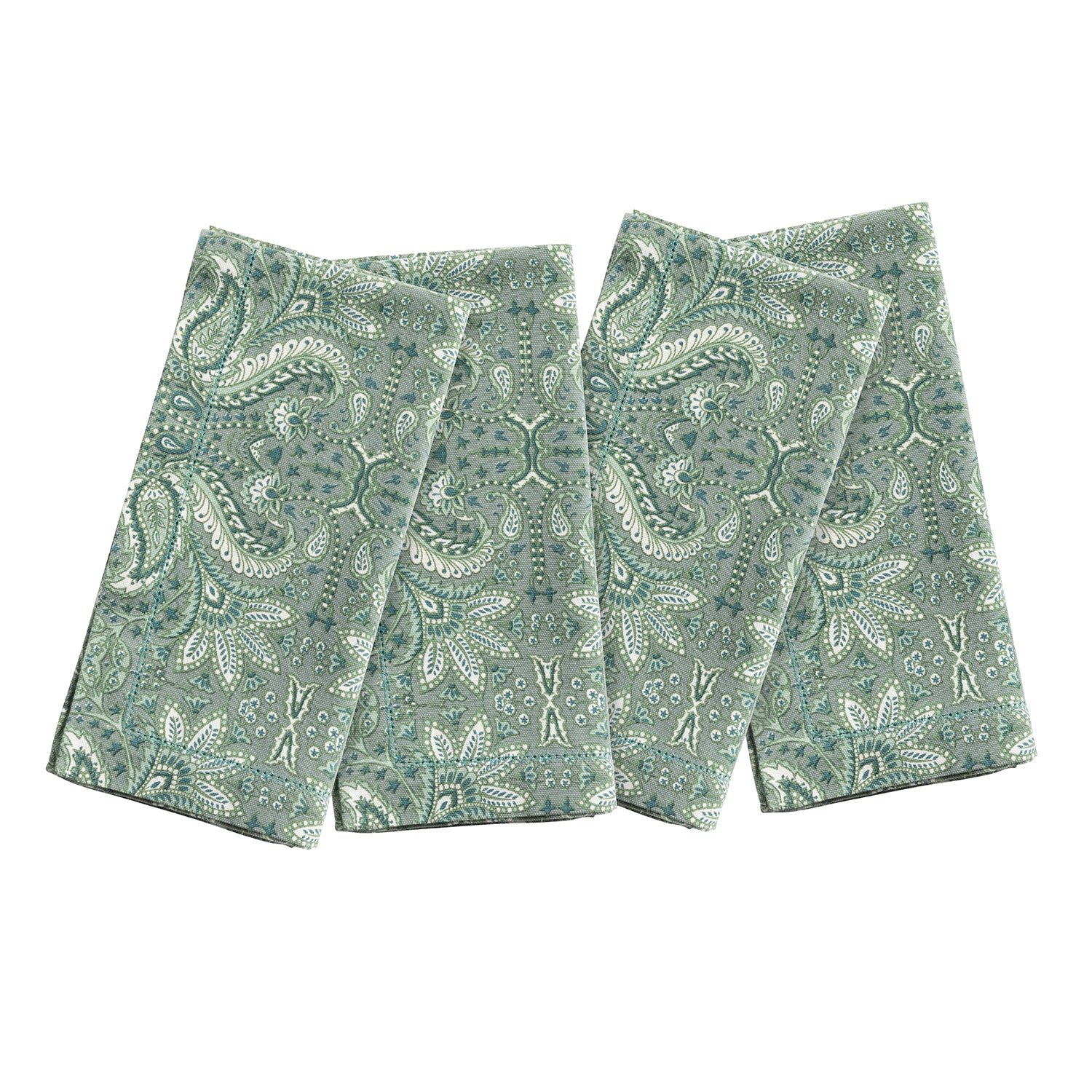 Mathilde Forest Green Paisley Napkin Set - Thumbnail 2