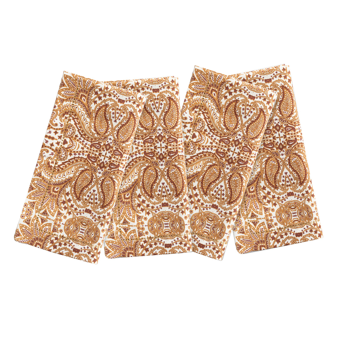 Mathilde Golden Brown Paisley Napkin Set/4