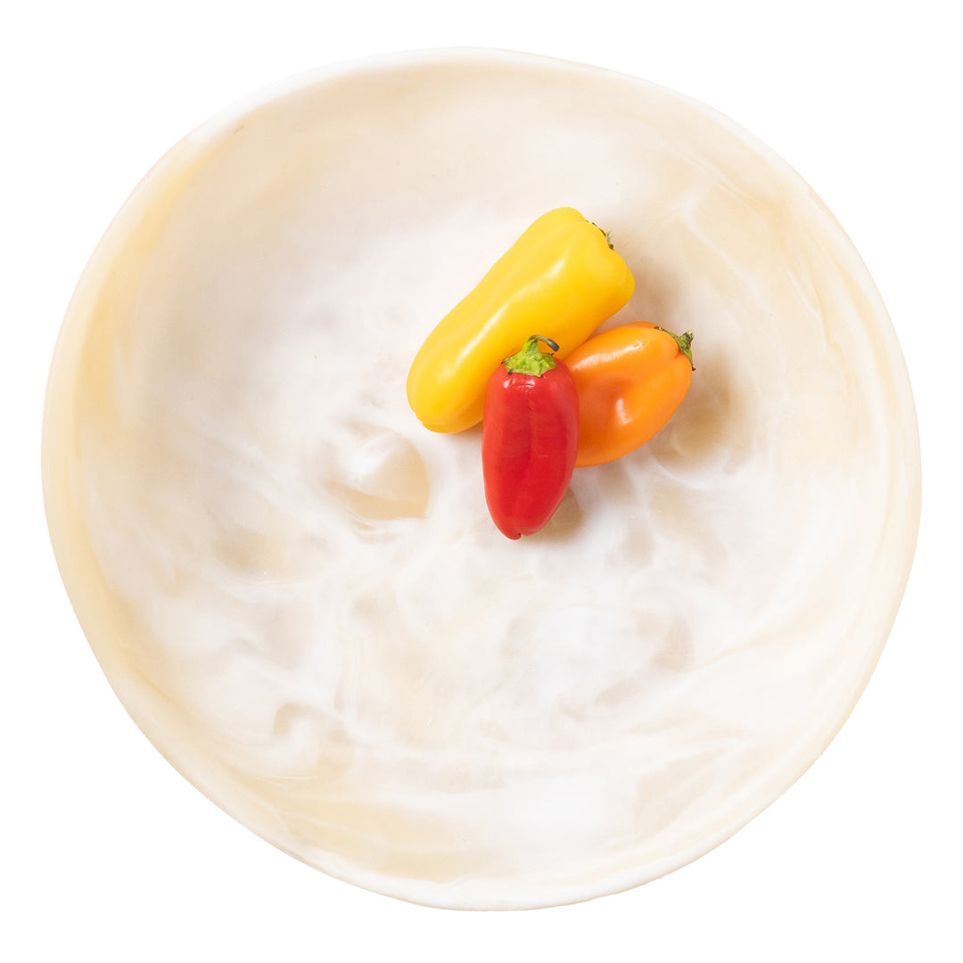 Mazzy Ivory Swirled Resin Serving Bowls Set/2