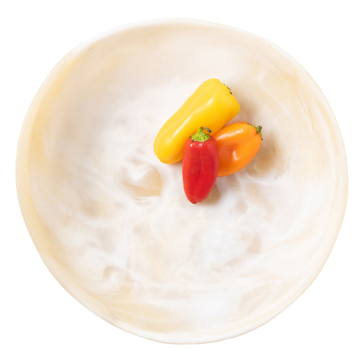 Mazzy Ivory Swirled Resin Serving Bowls Set/2