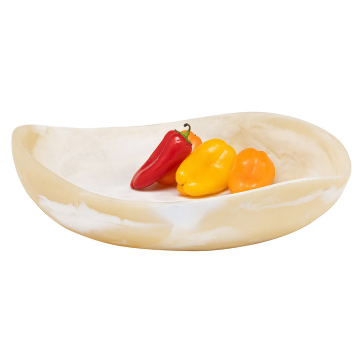 Mazzy Ivory Swirled Resin Serving Bowls Set/2