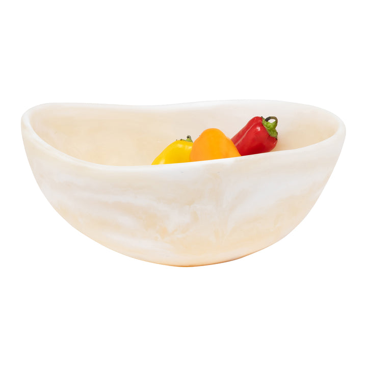 Mazzy Ivory Swirled Resin Serving Bowls Set/2