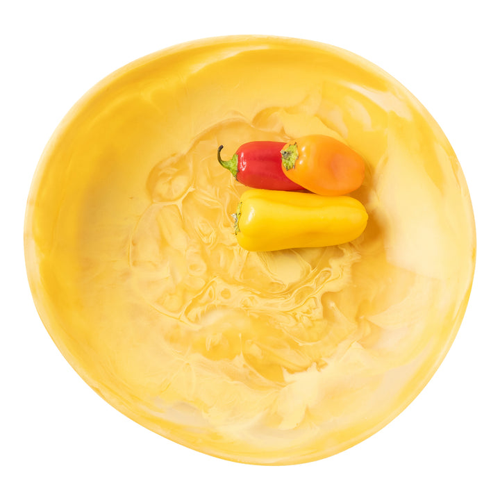 Mazzy Lemon Swirled Resin Serving Bowls Set/2