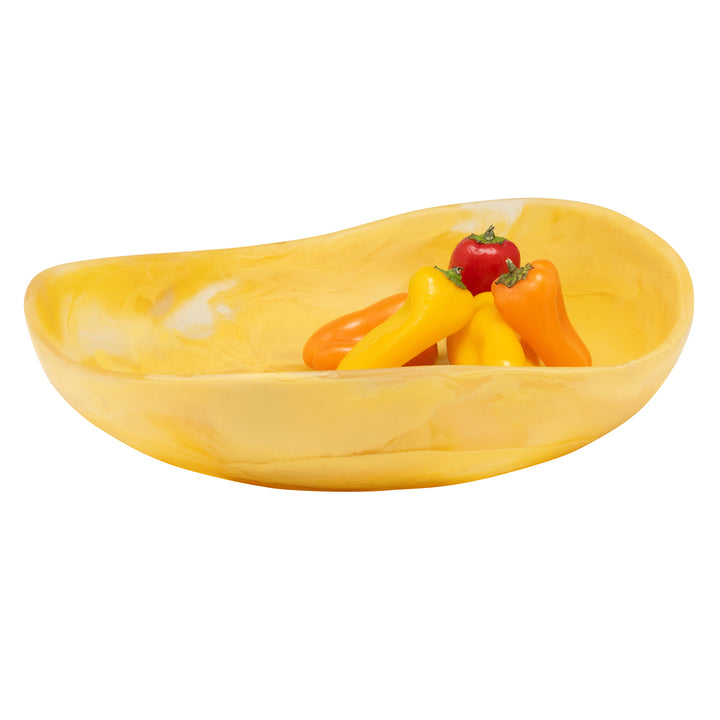 Mazzy Lemon Swirled Resin Serving Bowls Set/2