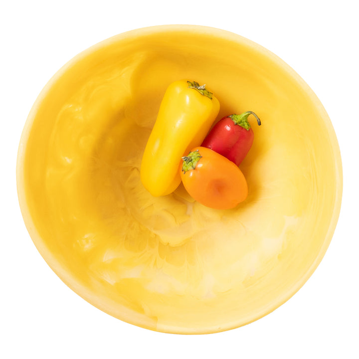Mazzy Lemon Swirled Resin Serving Bowls Set/2