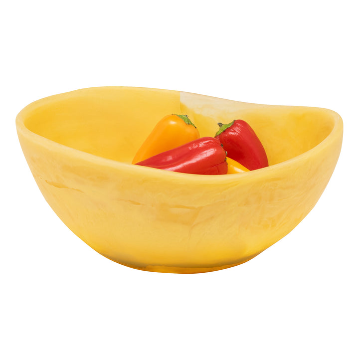 Mazzy Lemon Swirled Resin Serving Bowls Set/2