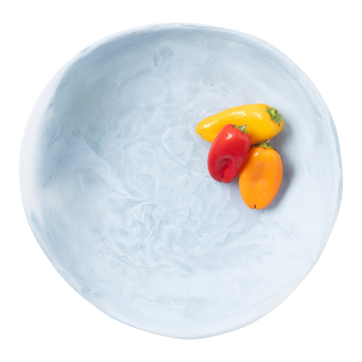 Mazzy Pastel Blue Swirled Resin Serving Bowls Set/2