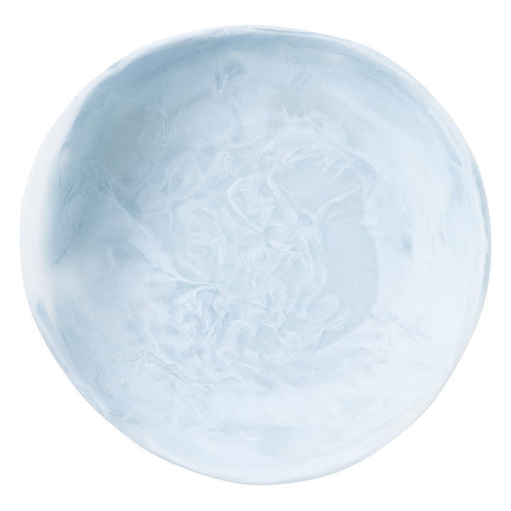 Mazzy Pastel Blue Swirled Resin Serving Bowls Set/2