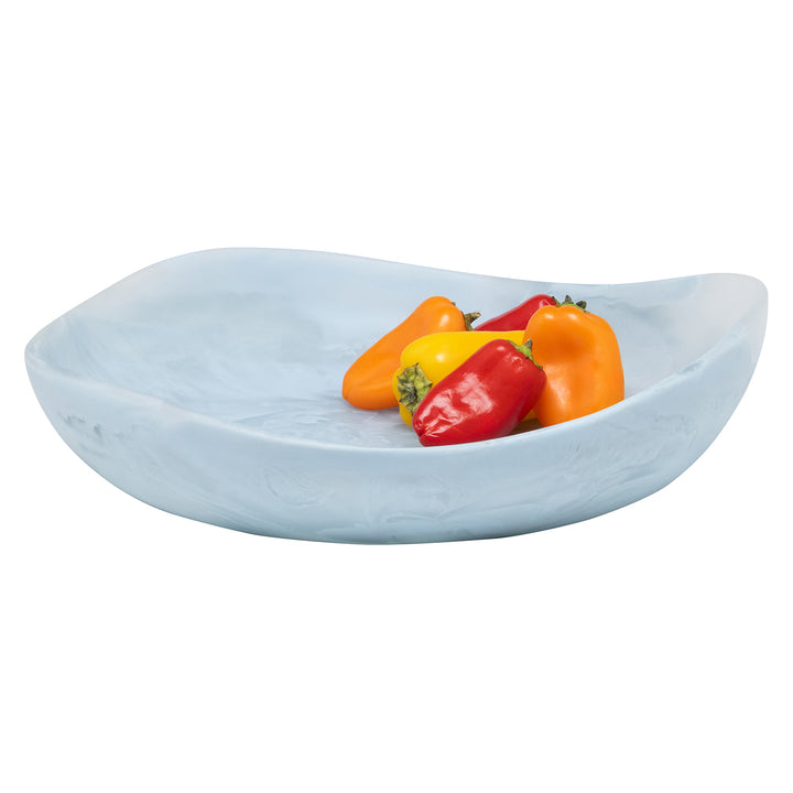 Mazzy Pastel Blue Swirled Resin Serving Bowls Set/2