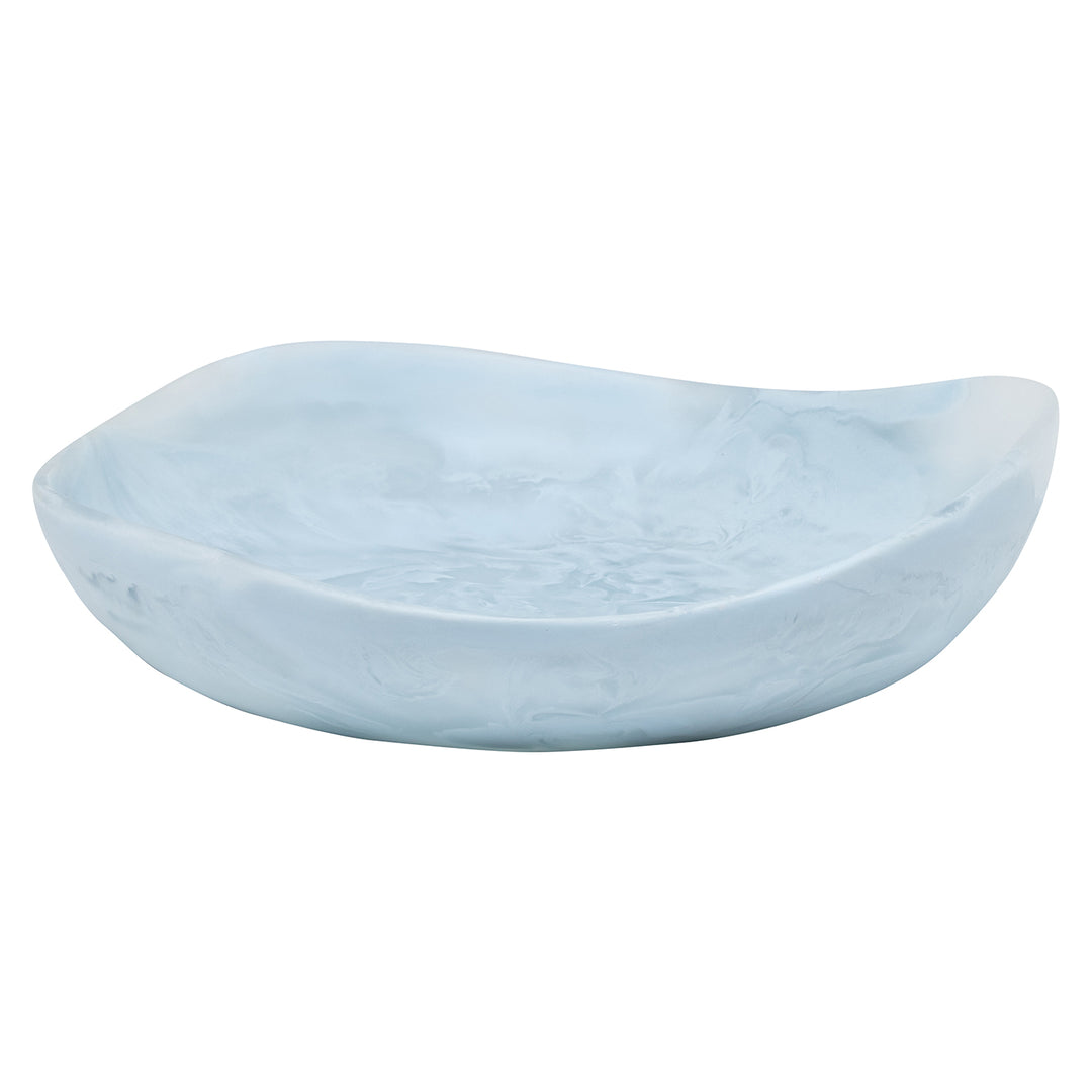 Mazzy Pastel Blue Swirled Resin Serving Bowls Set/2
