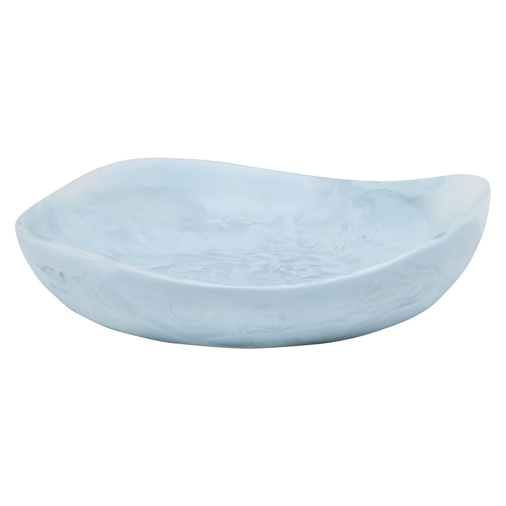 Mazzy Pastel Blue Swirled Resin Serving Bowls Set/2