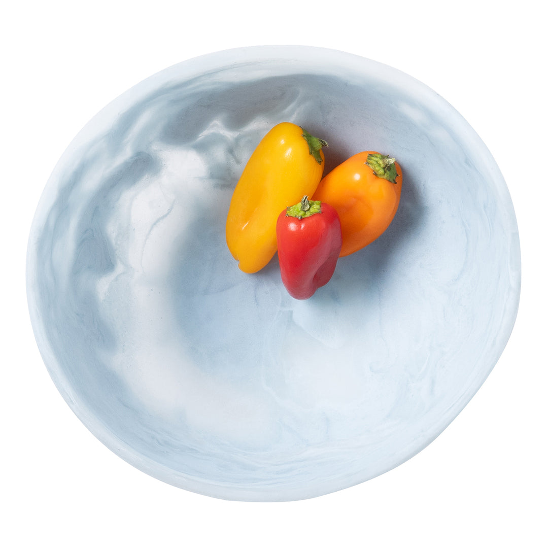 Mazzy Pastel Blue Swirled Resin Serving Bowls Set/2
