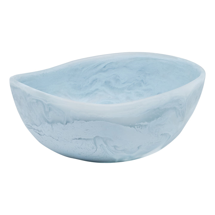 Mazzy Pastel Blue Swirled Resin Serving Bowls Set/2