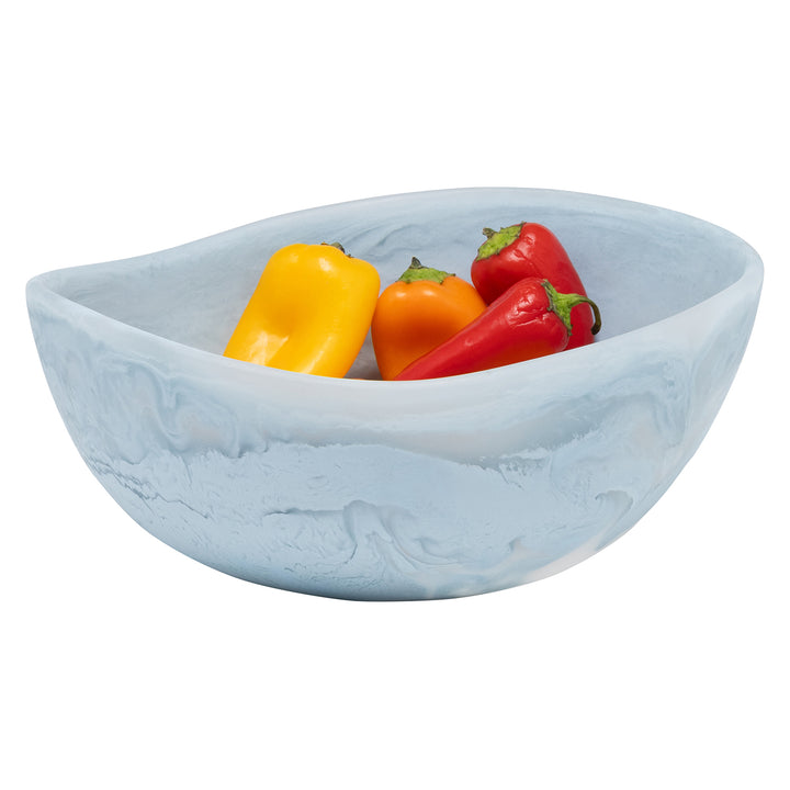 Mazzy Pastel Blue Swirled Resin Serving Bowls Set/2