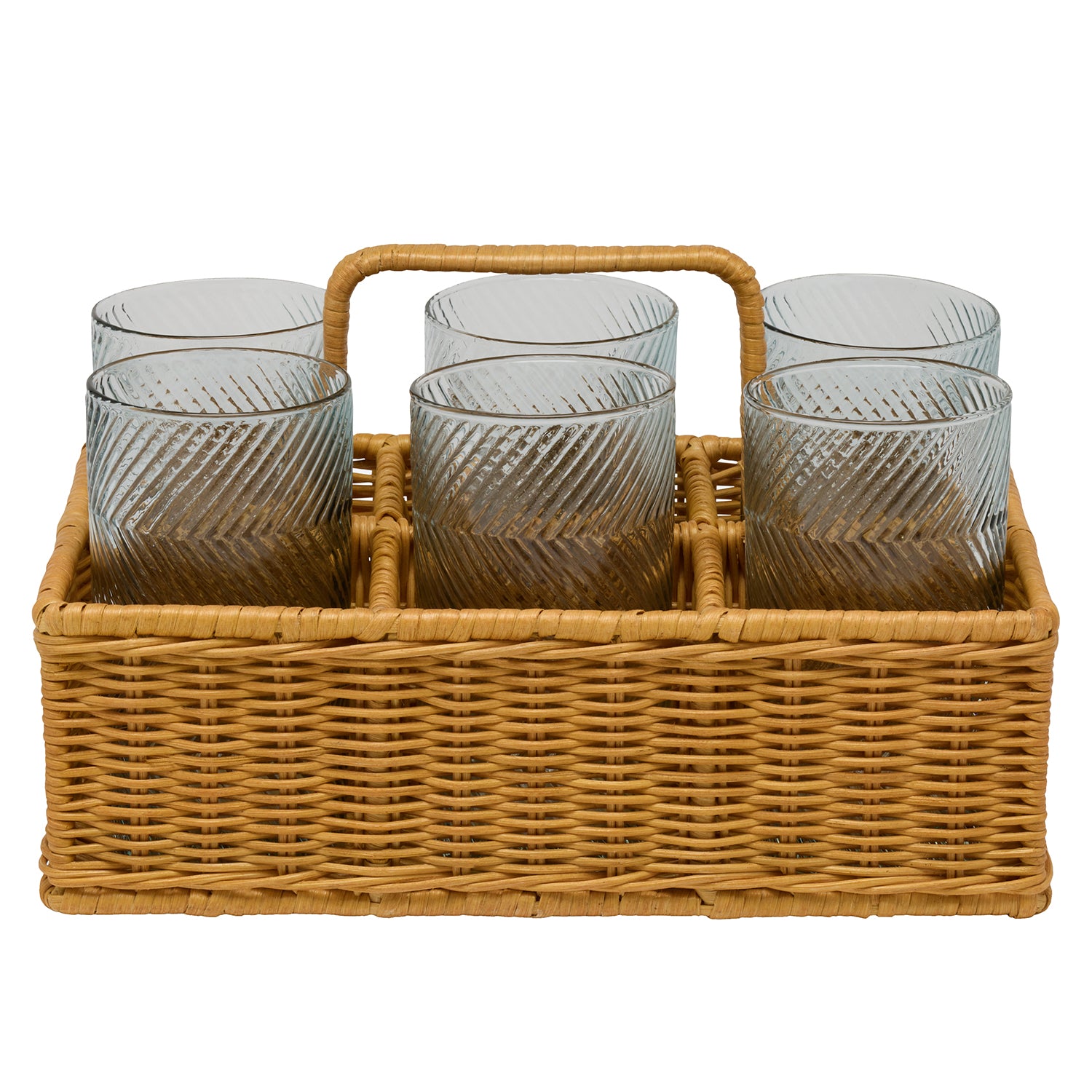 Micaela Light Honey Rattan Glassware Holder - Thumbnail 4