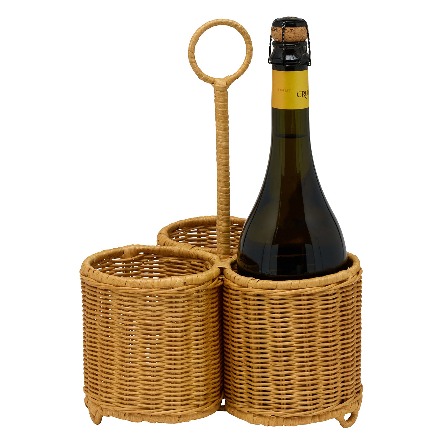 Micaela Light Honey Rattan Wine Caddy - Thumbnail 4
