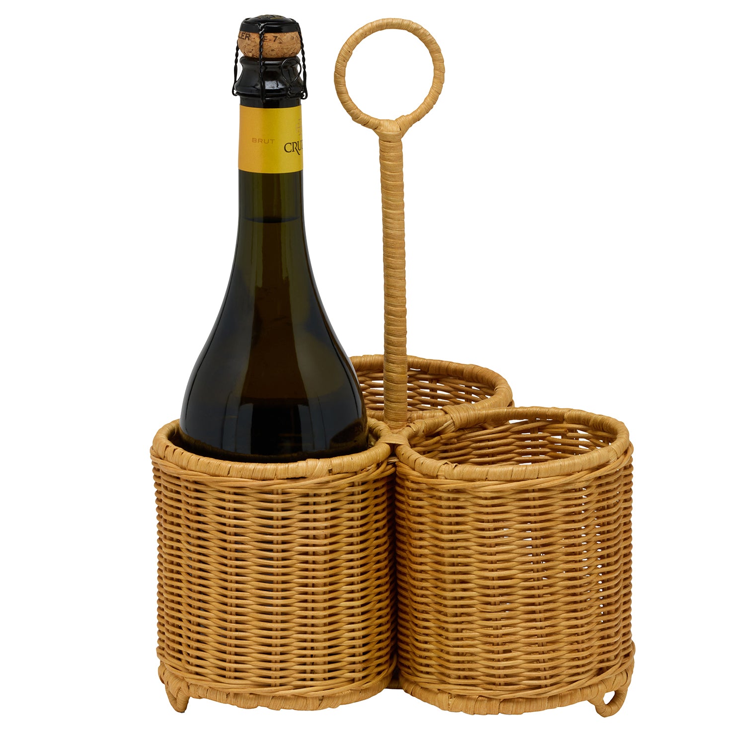 Micaela Light Honey Rattan Wine Caddy - Thumbnail 2