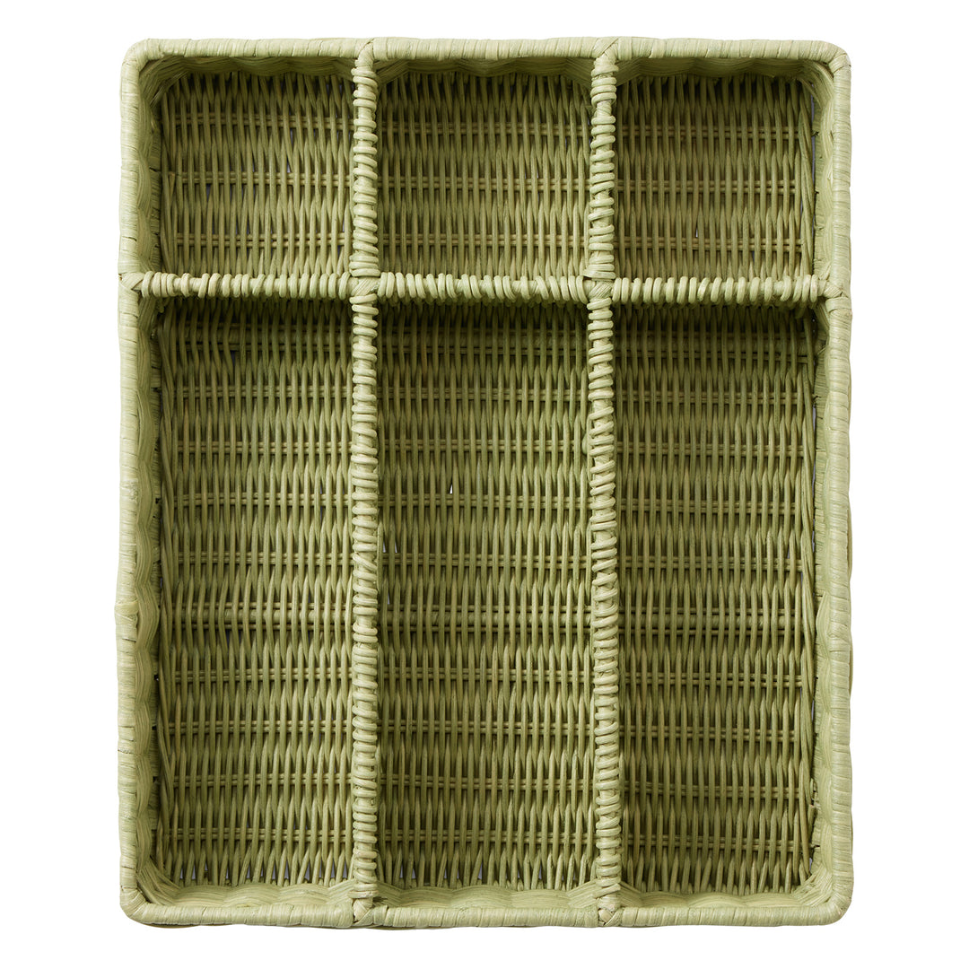 Micaela Mint Green Rattan Flatware Holder