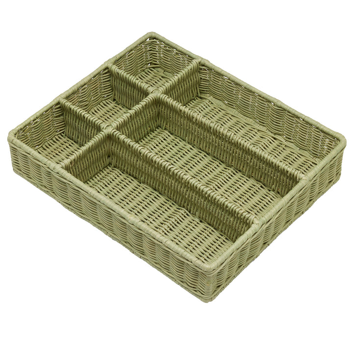 Micaela Mint Green Rattan Flatware Holder