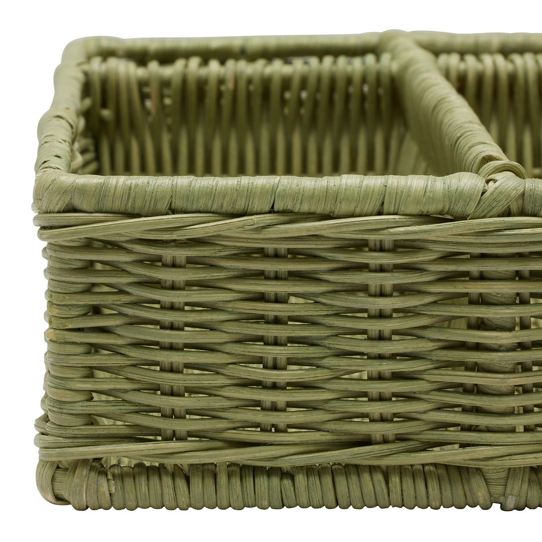 Micaela Mint Green Rattan Flatware Holder