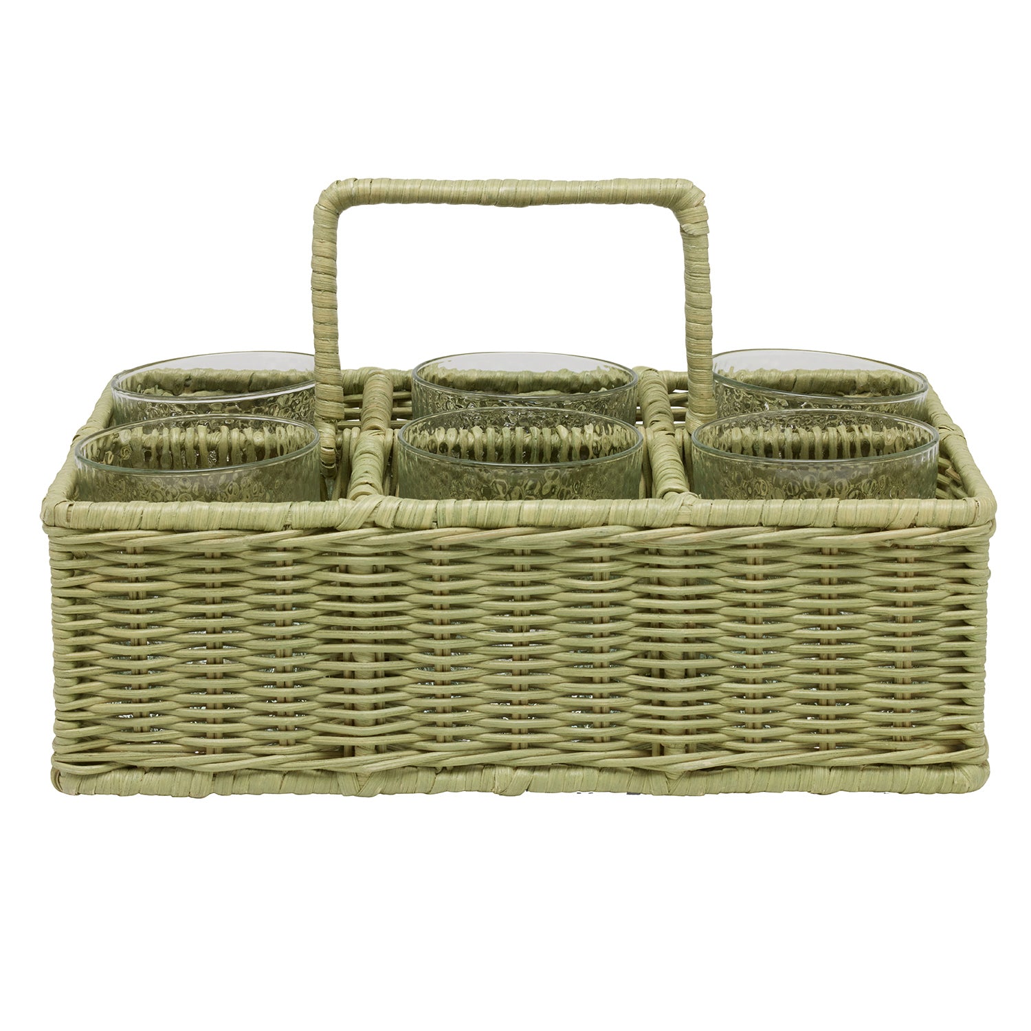 Micaela Mint Green Rattan Glassware Holder - Thumbnail 2