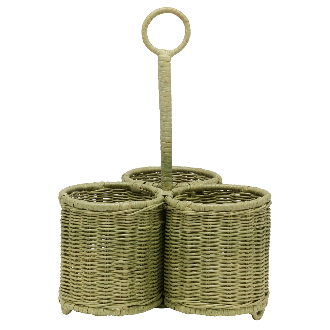 Micaela Mint Green Rattan Wine Caddy